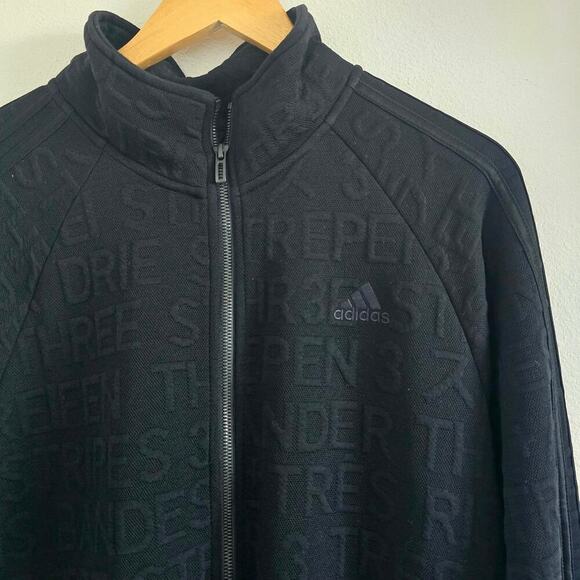Adidas Mens Raised Three Stripe Graphic Track Jacket Black M Sports Gorpcore - Picture 1 of 7